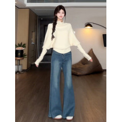 2025新款韓系慵懶高級感高領毛衣女裝秋冬季內搭可外穿針織衫上衣