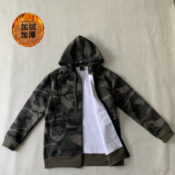 酷帥嘻哈歐美大碼迷彩風男女情侶款連帽休閒外套拉鍊純棉毛圈