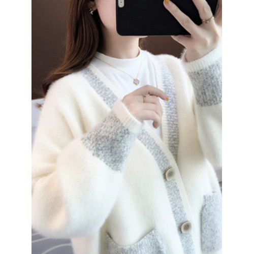 早秋新款2025年女針織開衫女士毛衣寬松外穿春秋仿水貂絨百搭外套 早秋新款2025年女針織開衫女士毛衣寬松外穿春秋仿水貂絨百搭外套