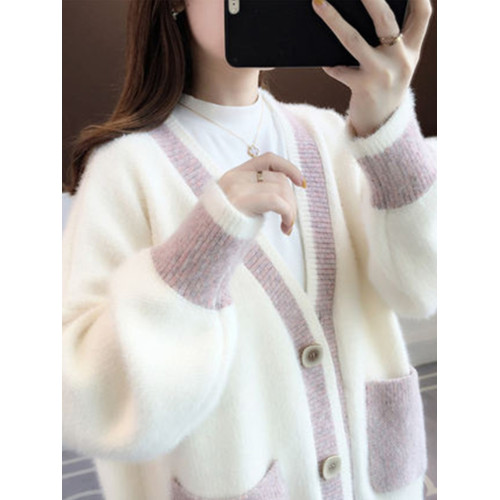 早秋新款2025年女針織開衫女士毛衣寬松外穿春秋仿水貂絨百搭外套 早秋新款2025年女針織開衫女士毛衣寬松外穿春秋仿水貂絨百搭外套