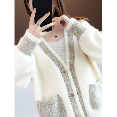 早秋新款2025年女針織開衫女士毛衣寬松外穿春秋仿水貂絨百搭外套 早秋新款2025年女針織開衫女士毛衣寬松外穿春秋仿水貂絨百搭外套