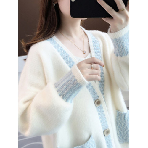 早秋新款2025年女針織開衫女士毛衣寬松外穿春秋仿水貂絨百搭外套 早秋新款2025年女針織開衫女士毛衣寬松外穿春秋仿水貂絨百搭外套