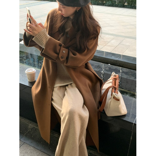 燕麥色假兩件毛衣兩件套裝慵懶風打底女秋冬上衣內搭奶茶色針織衫