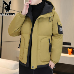 花花公子羽絨服男2025冬季新款潮牌加厚保暖羽絨棉服男士連帽外套