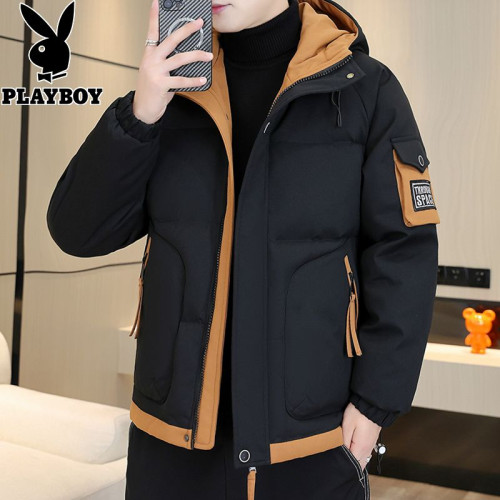 花花公子羽絨服男2025冬季新款潮牌加厚保暖羽絨棉服男士連帽外套 花花公子羽絨服男2025冬季新款潮牌加厚保暖羽絨棉服男士連帽外套