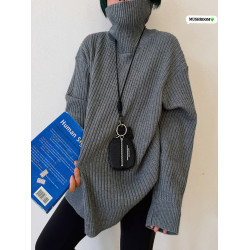 蘑菇頭小姐2025冬季新款韓版復古百搭休閒時尚純色極簡高領毛衣女