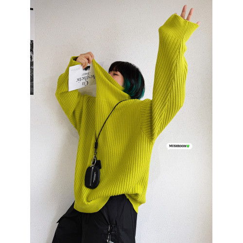 蘑菇頭小姐2025冬季新款韓版復古百搭休閒時尚純色極簡高領毛衣女