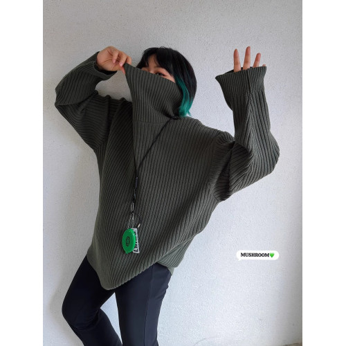 蘑菇頭小姐2025冬季新款韓版復古百搭休閒時尚純色極簡高領毛衣女