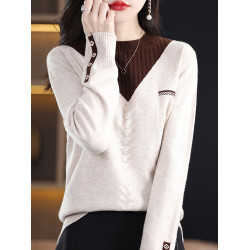 拉夏貝爾打底衫女秋冬假兩件針織上衣春秋時尚洋氣短款加大碼毛衣