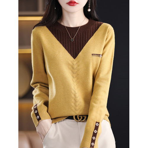 拉夏貝爾打底衫女秋冬假兩件針織上衣春秋時尚洋氣短款加大碼毛衣