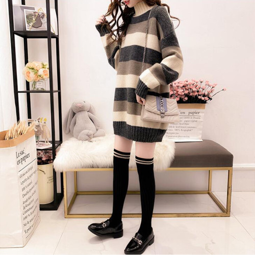 慵懶風毛衣女秋冬寬松中長款套頭半高領針織衫時尚百搭打底裙外套 慵懶風毛衣女秋冬寬松中長款套頭半高領針織衫時尚百搭打底裙外套