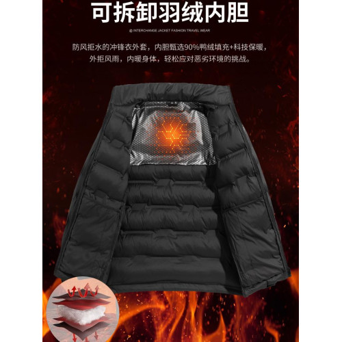 JEEP羽絨服男2025新款三合一沖鋒衣可拆卸內膽青少年加絨加厚外套 JEEP羽絨服男2025新款三合一沖鋒衣可拆卸內膽青少年加絨加厚外套