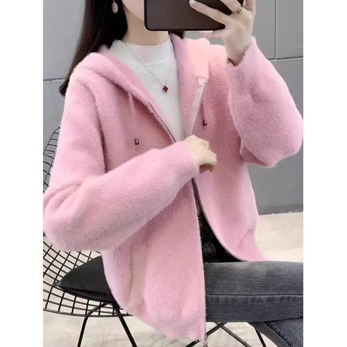 秋冬季新款水貂絨開衫2025春秋韓版寬松加厚洋氣女士毛衣翻領外套 秋冬季新款水貂絨開衫2025春秋韓版寬松加厚洋氣女士毛衣翻領外套