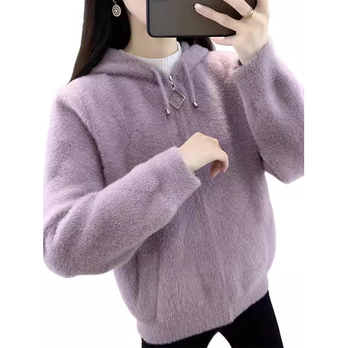 秋冬季新款水貂絨開衫2025春秋韓版寬松加厚洋氣女士毛衣翻領外套 秋冬季新款水貂絨開衫2025春秋韓版寬松加厚洋氣女士毛衣翻領外套