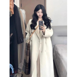 150小矮個子雙面羊絨大衣女秋冬加厚中長款寬松高級感羊毛呢外套