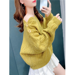 復古港風一字肩毛衣女春秋2025新款外穿寬松慵懶風百搭針織衫上衣