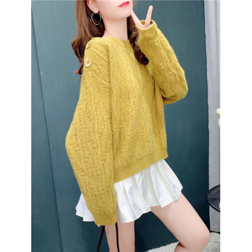 復古港風一字肩毛衣女春秋2025新款外穿寬松慵懶風百搭針織衫上衣