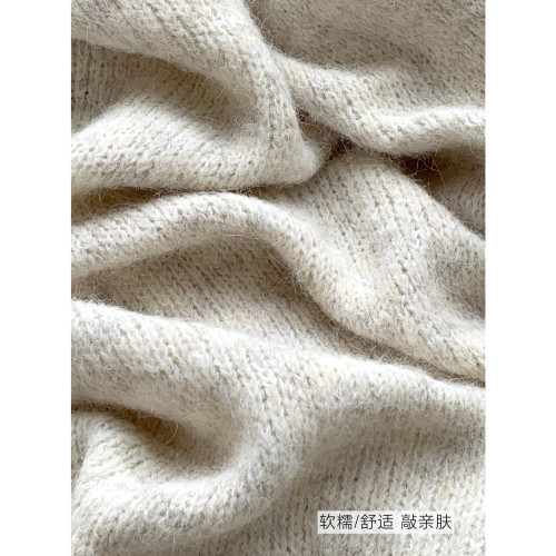 RENA乖妹速成軟糯舒適露肩抽褶系帶針織衫女秋毛衣寬松氛圍感上衣