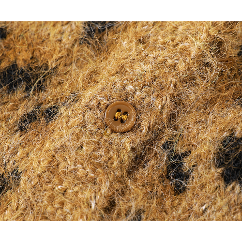 XinmonLee高級慵懶風豹紋美拉德毛衣開衫秋冬季復古短款顯瘦外套