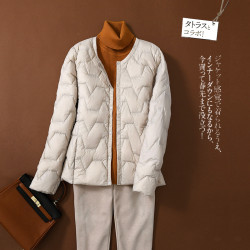 2025秋冬新羽絨服女短款輕薄無領內膽配大衣圓領外穿保暖輕便外套