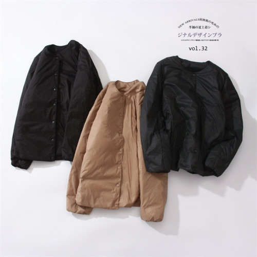 日系簡約女裝輕薄可攜式可收納圓領純色白鴨絨外穿內搭兩用羽絨服 日系簡約女裝輕薄可攜式可收納圓領純色白鴨絨外穿內搭兩用羽絨服