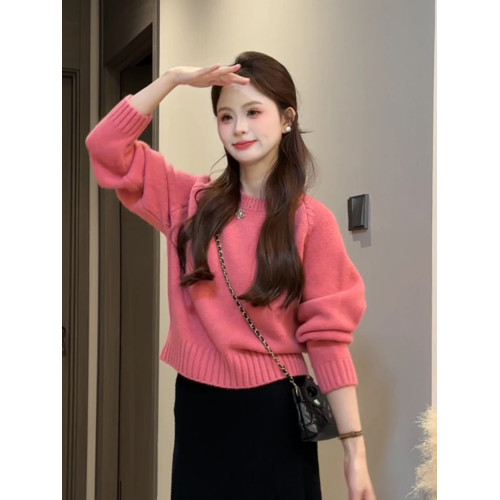 復古綠圓領小個子女生短款針織衫韓系簡約溫柔風毛衣秋冬穿搭上衣 復古綠圓領小個子女生短款針織衫韓系簡約溫柔風毛衣秋冬穿搭上衣