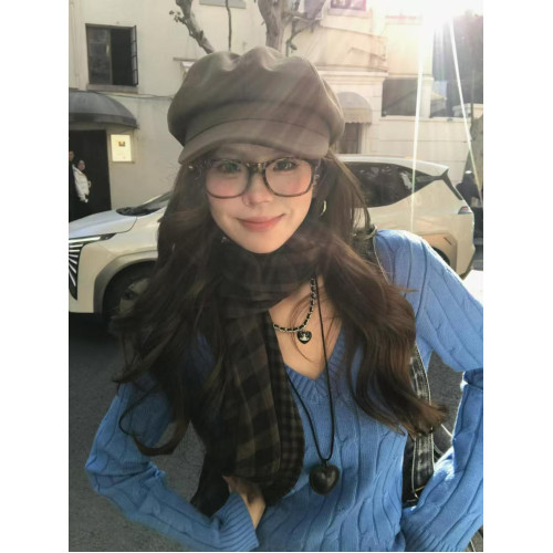 美式辣妹藍色麻花V領毛衣女秋冬2025新款內搭針織打底衫修身上衣 美式辣妹藍色麻花V領毛衣女秋冬2025新款內搭針織打底衫修身上衣