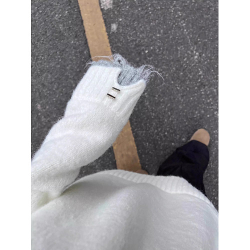 慵懶風白色針織毛衣女2025早秋新款寬松軟糯高級感假兩件秋冬上衣 慵懶風白色針織毛衣女2025早秋新款寬松軟糯高級感假兩件秋冬上衣