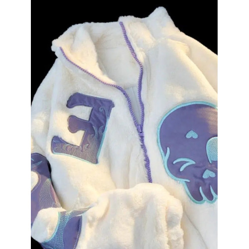 胖mm300斤大碼美式復古羊羔毛絨棉服女秋冬寬松刺綉字母立領外套 胖mm300斤大碼美式復古羊羔毛絨棉服女秋冬寬松刺綉字母立領外套