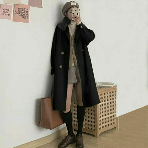 赫本風毛呢外套2024秋冬韓版寬松單層小個子呢子大衣女中長款 赫本風毛呢外套2024秋冬韓版寬松單層小個子呢子大衣女中長款
