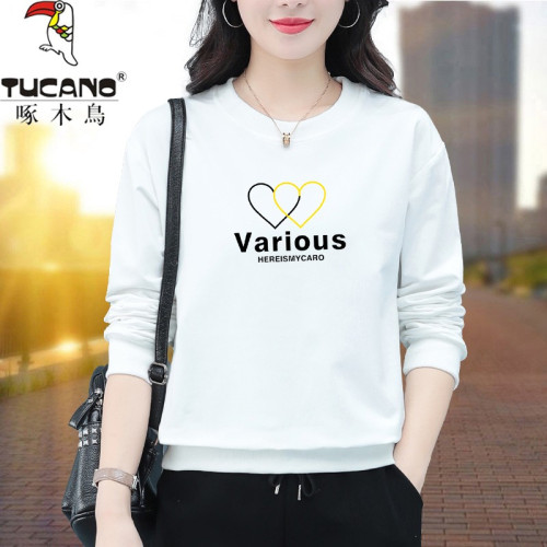 啄木鳥大碼圓領衛衣女T恤上衣春秋套頭洋氣減齡中年媽媽短款外套 啄木鳥大碼圓領衛衣女T恤上衣春秋套頭洋氣減齡中年媽媽短款外套