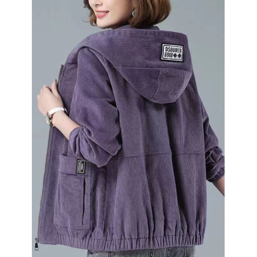 燈芯絨短款外套女秋冬韓版寬松2025新款大碼連帽休閒中年媽媽夾克 燈芯絨短款外套女秋冬韓版寬松2025新款大碼連帽休閒中年媽媽夾克