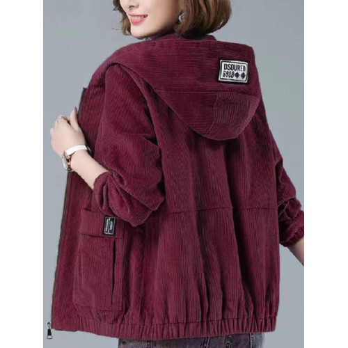 燈芯絨短款外套女秋冬韓版寬松2025新款大碼連帽休閒中年媽媽夾克 燈芯絨短款外套女秋冬韓版寬松2025新款大碼連帽休閒中年媽媽夾克