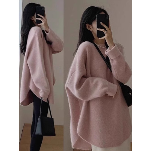 藍色中長款遮屁股針織衫毛衣慵懶風冬季穿搭鯊魚褲的搭配上衣女款 藍色中長款遮屁股針織衫毛衣慵懶風冬季穿搭鯊魚褲的搭配上衣女款