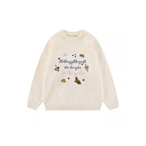 藍色軟糯毛衣女秋冬加絨加厚寬松慵懶風別致設計感套頭針織衫上衣 藍色軟糯毛衣女秋冬加絨加厚寬松慵懶風別致設計感套頭針織衫上衣