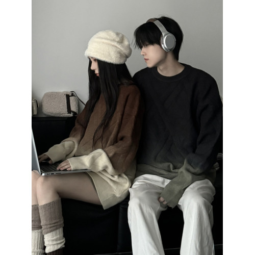 2023新款秋冬情侶裝高級感小衆ins漸變網紅毛衣慵懶風韓版針織衫 2023新款秋冬情侶裝高級感小衆ins漸變網紅毛衣慵懶風韓版針織衫