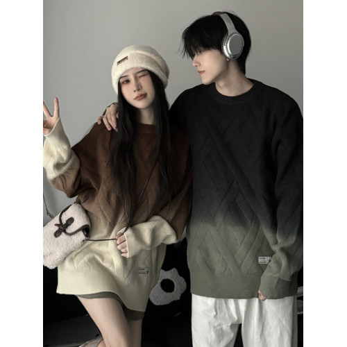 2023新款秋冬情侶裝高級感小衆ins漸變網紅毛衣慵懶風韓版針織衫 2023新款秋冬情侶裝高級感小衆ins漸變網紅毛衣慵懶風韓版針織衫