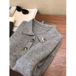 純元E*家！渠道貨~25新款氣質減齡小刺蝟刺綉Polo翻領羊絨衫毛衣