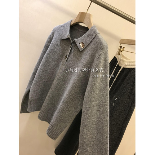 純元E*家!渠道貨~25新款氣質減齡小刺蝟刺綉Polo翻領羊絨衫毛衣 純元E*家!渠道貨~25新款氣質減齡小刺蝟刺綉Polo翻領羊絨衫毛衣