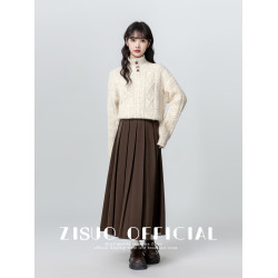 半高領麻花毛衣女秋冬2026新款保暖加厚半開領套頭針織衫打底上衣