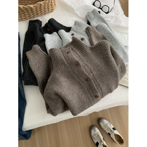 慵懶復古羊毛針織開衫女氣質高領冬季保暖軟糯毛衣外套可曡穿上衣 慵懶復古羊毛針織開衫女氣質高領冬季保暖軟糯毛衣外套可曡穿上衣