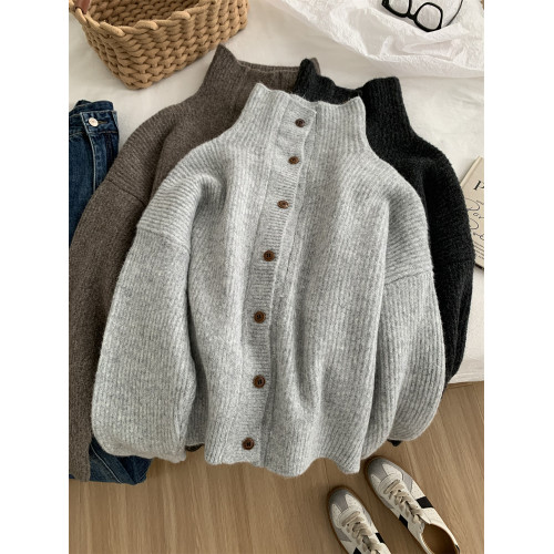 慵懶復古羊毛針織開衫女氣質高領冬季保暖軟糯毛衣外套可曡穿上衣 慵懶復古羊毛針織開衫女氣質高領冬季保暖軟糯毛衣外套可曡穿上衣