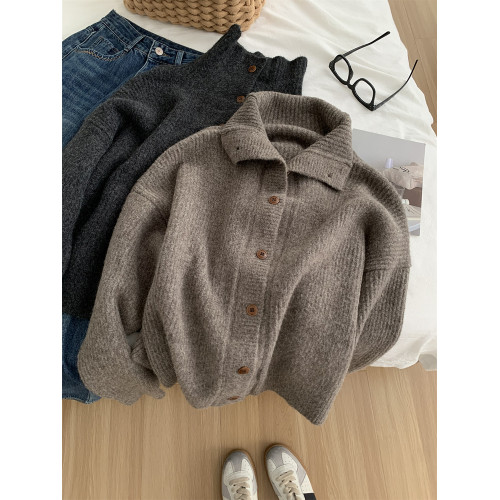 慵懶復古羊毛針織開衫女氣質高領冬季保暖軟糯毛衣外套可曡穿上衣 慵懶復古羊毛針織開衫女氣質高領冬季保暖軟糯毛衣外套可曡穿上衣