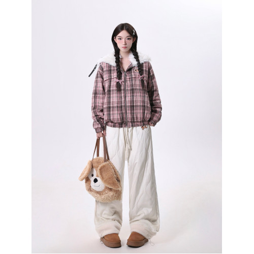 Rayohopp棉褲女秋冬新款寬松卷邊羊羔絨褲子加絨加厚休閒垂感褲子 Rayohopp棉褲女秋冬新款寬松卷邊羊羔絨褲子加絨加厚休閒垂感褲子