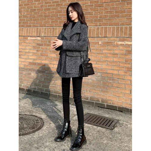 加厚毛呢外套女2024秋冬季新款小個子休閒氣質高級感格子呢子大衣 加厚毛呢外套女2024秋冬季新款小個子休閒氣質高級感格子呢子大衣