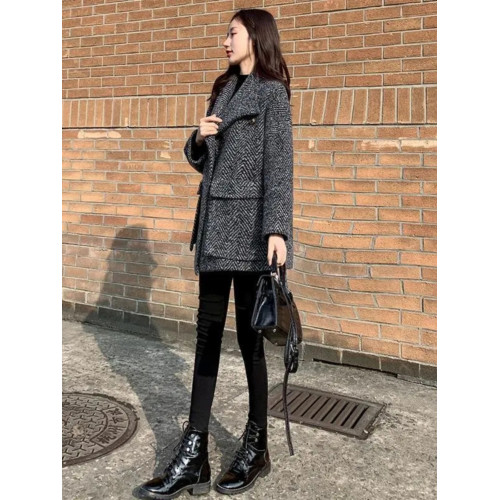 加厚毛呢外套女2024秋冬季新款小個子休閒氣質高級感格子呢子大衣 加厚毛呢外套女2024秋冬季新款小個子休閒氣質高級感格子呢子大衣