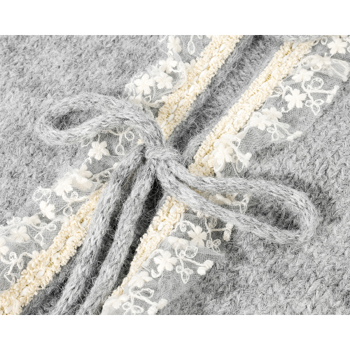 XinmonLee蕾絲花邊設計感甜美風秋冬季毛衣外套軟糯氣質顯瘦開衫