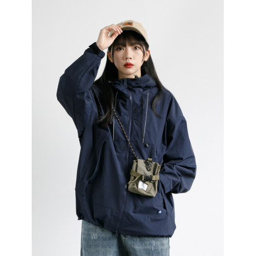 RCDB日系連帽戶外工裝拉鍊大口袋沖鋒衣夾克男女中性風寬松短外套 RCDB日系連帽戶外工裝拉鍊大口袋沖鋒衣夾克男女中性風寬松短外套