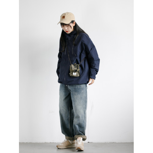 RCDB日系連帽戶外工裝拉鍊大口袋沖鋒衣夾克男女中性風寬松短外套 RCDB日系連帽戶外工裝拉鍊大口袋沖鋒衣夾克男女中性風寬松短外套