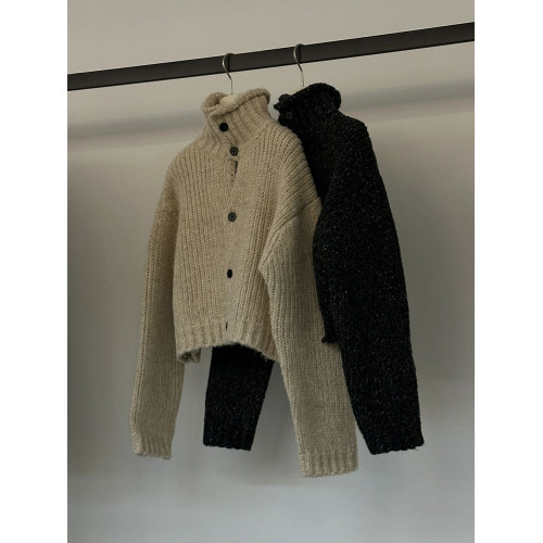 韓國東大門時尚新款加厚毛衣外套女設計感小衆高領粗線針織開衫潮 韓國東大門時尚新款加厚毛衣外套女設計感小衆高領粗線針織開衫潮